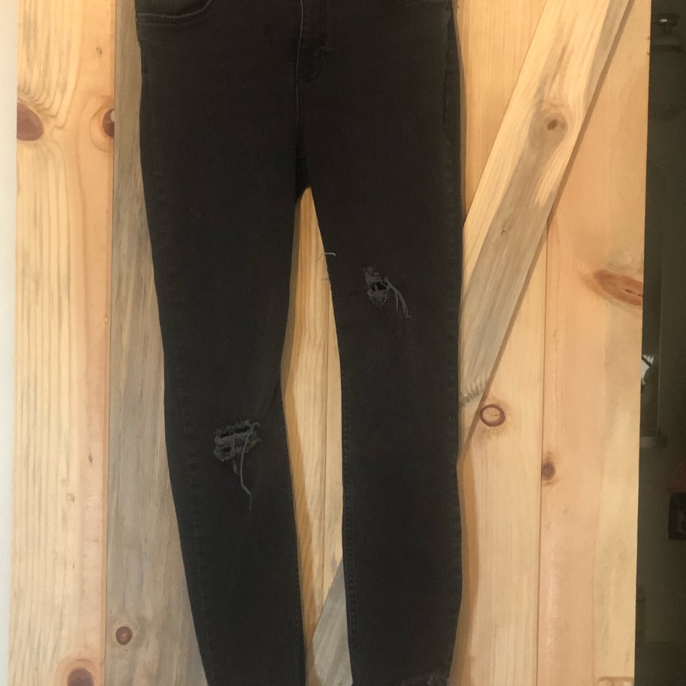 Free People Distressed Black Jeans 28